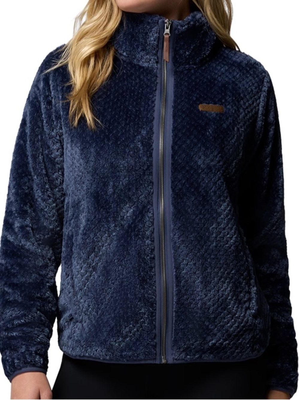 Fireside Sherpa Jacket Textured Fleece Funnel Neck Full-Zip Navy Blue 1X NWOT